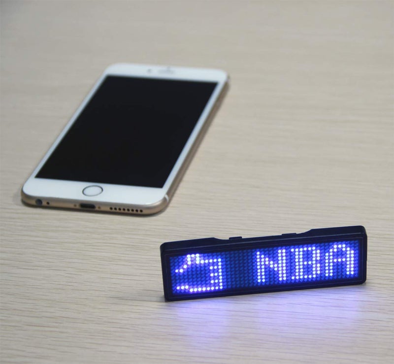Coolbird Blue LED Name Tag, Rechargeable Wireless Bluetooth LED Name Badge Reuseable Price Tag 44x11 Pixels Digital Sign for Restaurant Shop Exhibition Nightclub Hotel - Image 3